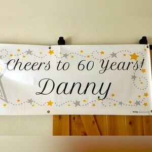 Custom Vinyl 60th Birthday Banner with Stars Cheers to 60 Years Danny Size 6’x2’